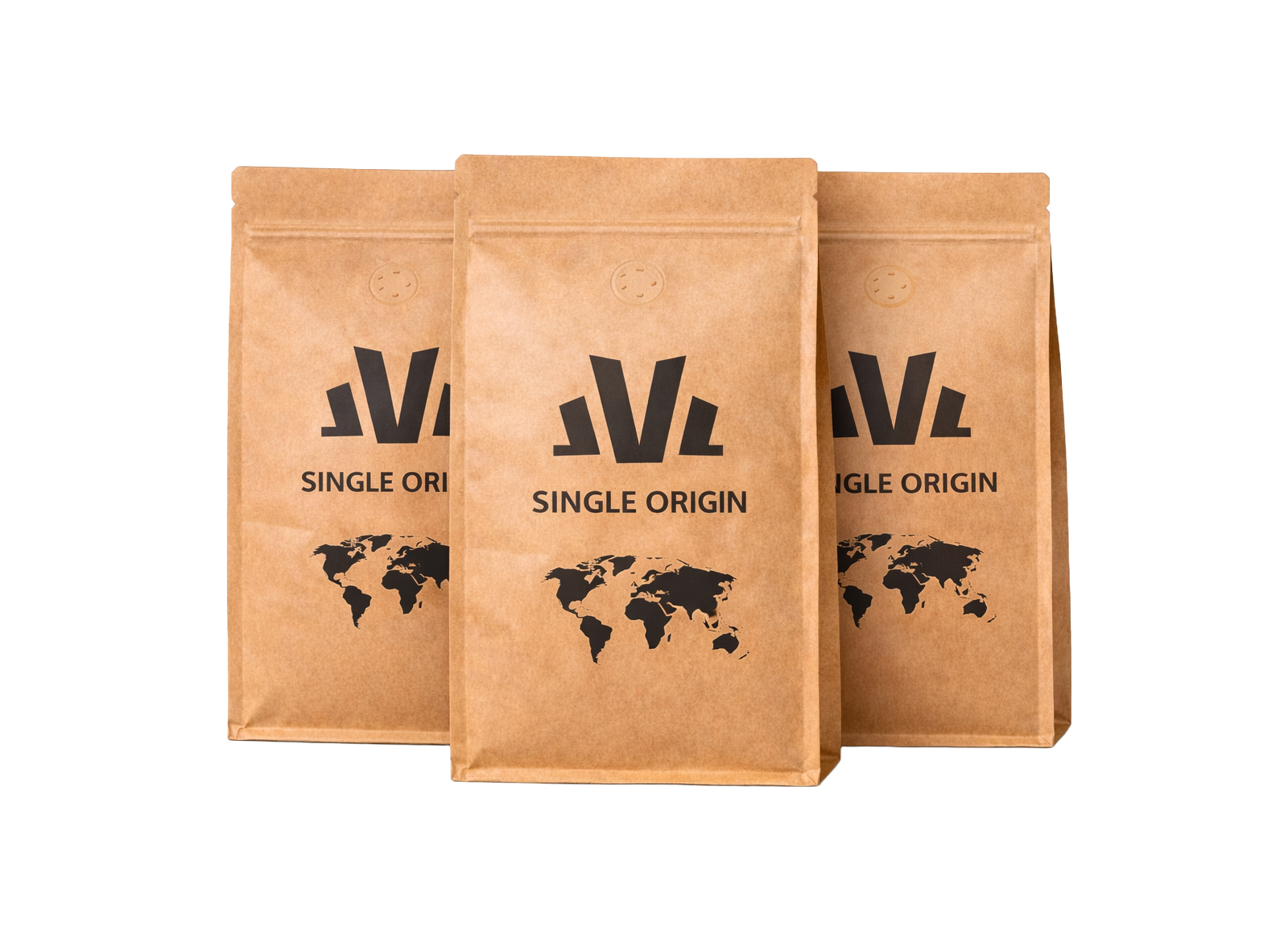 Three brown The Fifth bags of single origin coffee beans